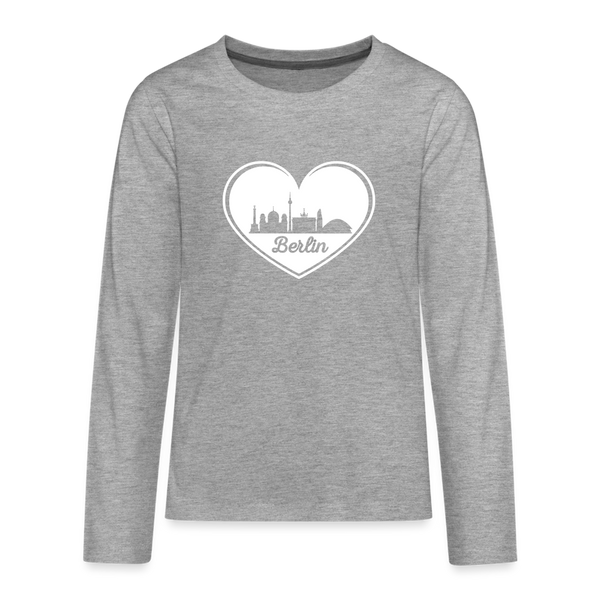 I love Berlin weiß - Teenager Langarmshirt - heather grey