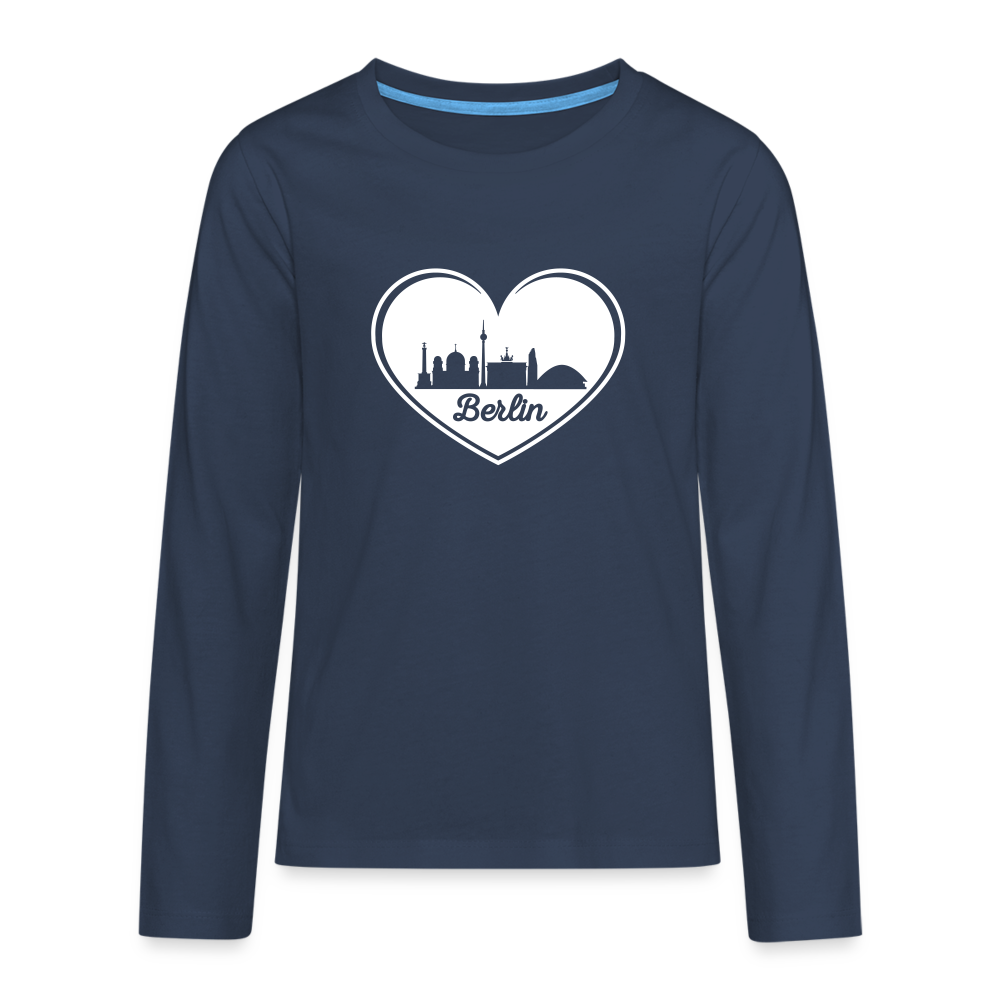I love Berlin weiß - Teenager Langarmshirt - navy