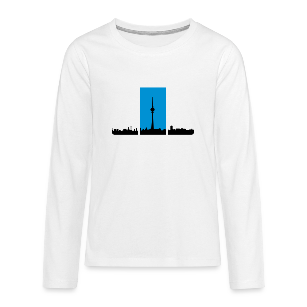 Berliner Skyline in Streifen - Teenager Langarmshirt - white