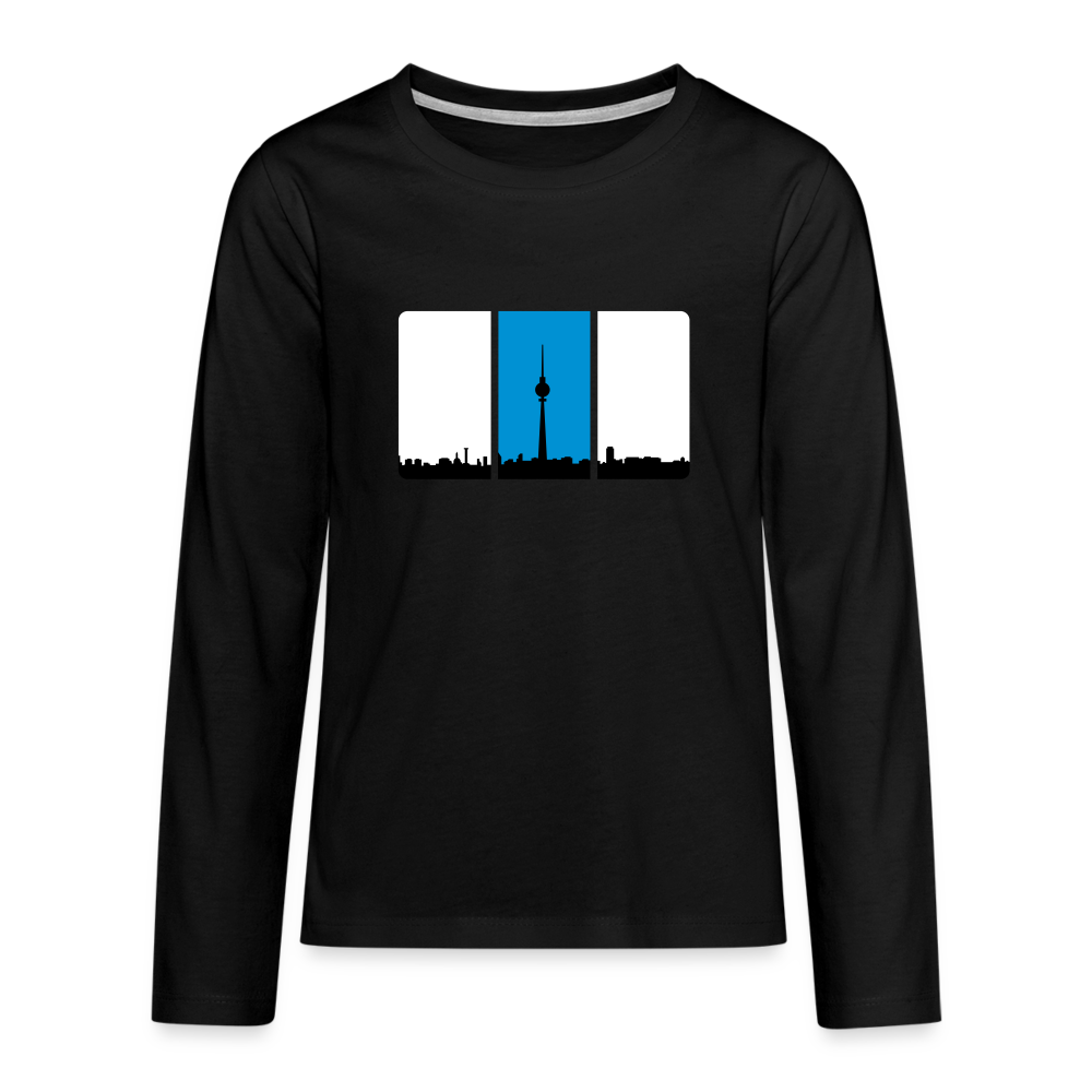 Berliner Skyline in Streifen - Teenager Langarmshirt - black
