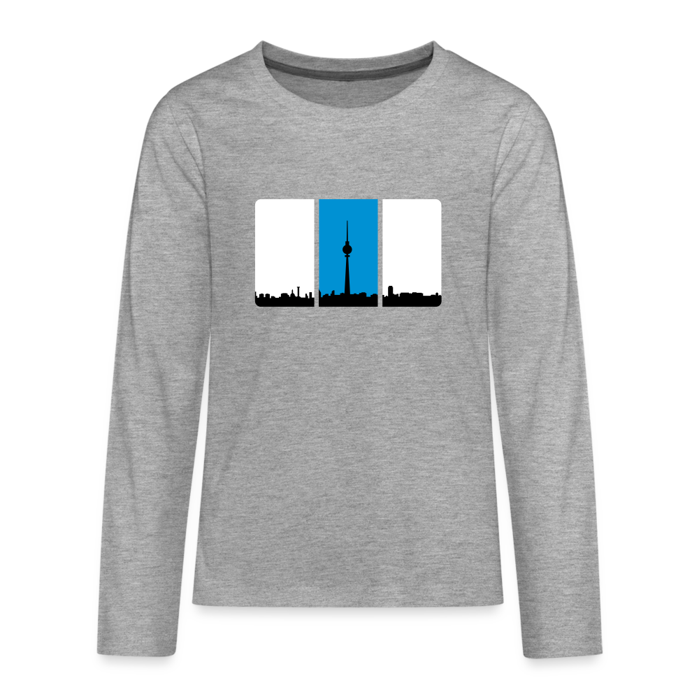 Berliner Skyline in Streifen - Teenager Langarmshirt - heather grey