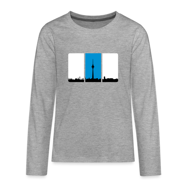 Berliner Skyline in Streifen - Teenager Langarmshirt - heather grey