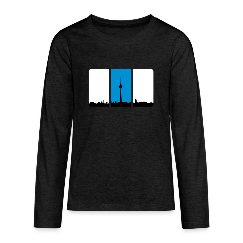 Berliner Skyline in Streifen - Teenager Langarmshirt - charcoal grey