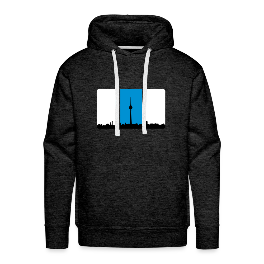 Berliner Skyline in Streifen - Männer Premium Hoodie - charcoal grey