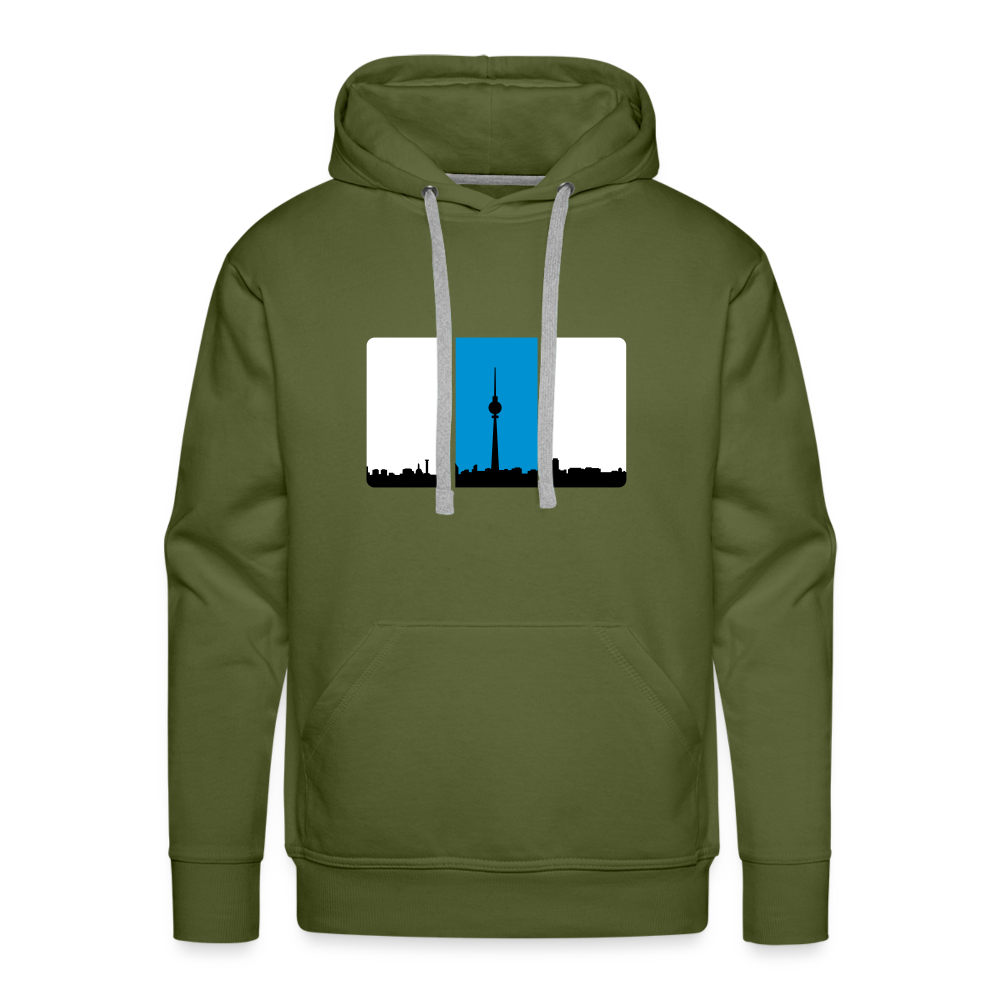 Berliner Skyline in Streifen - Männer Premium Hoodie - olive green