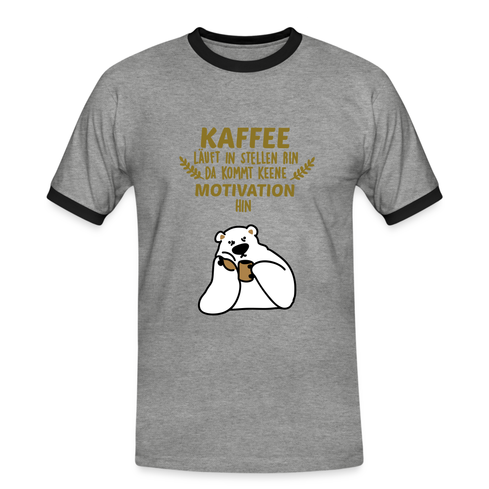 Kaffee motiviert - Männer Ringer T-Shirt - heather grey/black