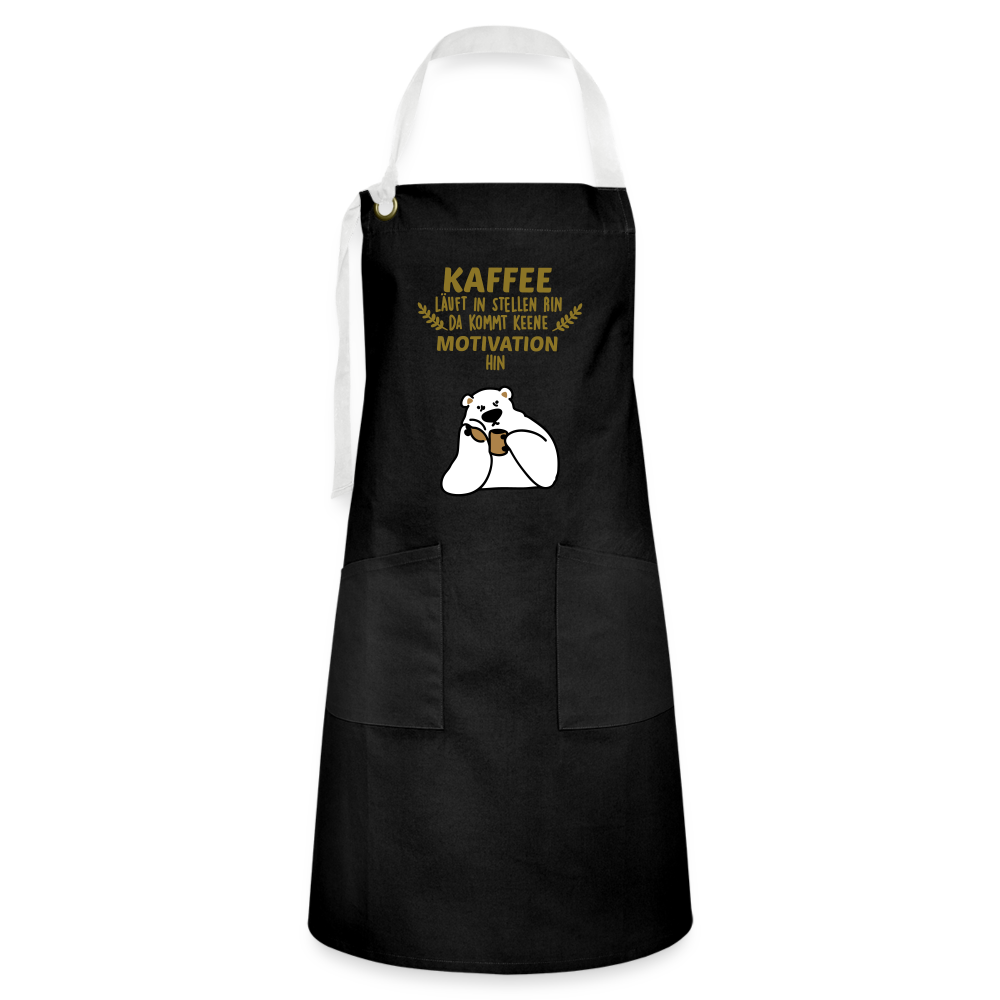 Kaffee motiviert - Kontrastschürze - black/white
