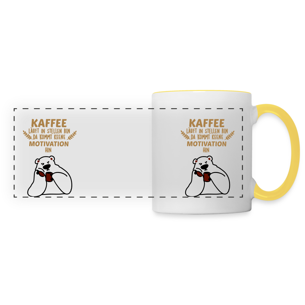 Kaffee motiviert - Tasse zweifarbig - white/yellow