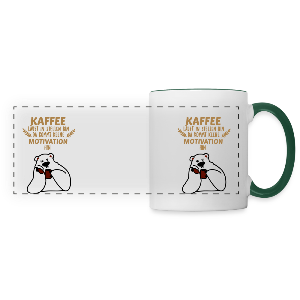 Kaffee motiviert - Tasse zweifarbig - white/dark green