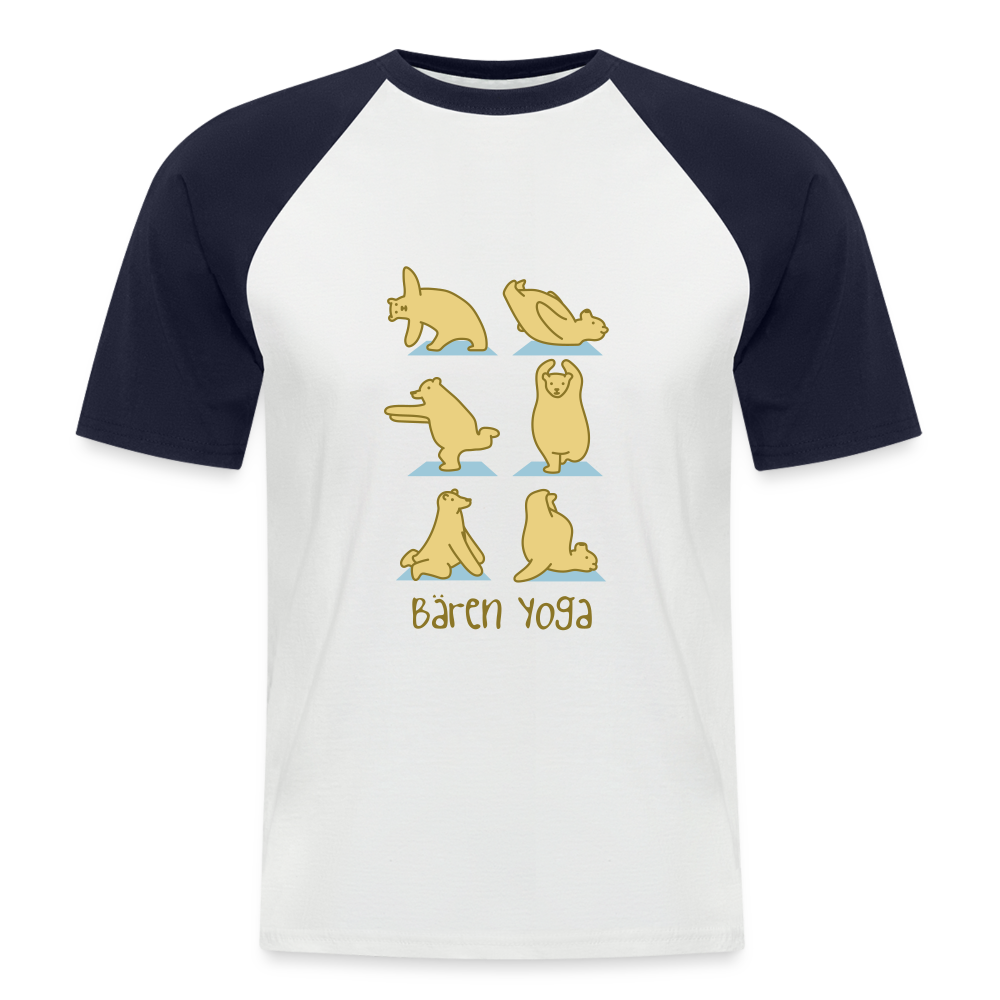 Bären Yoga - Männer Baseball T-Shirt - white/navy