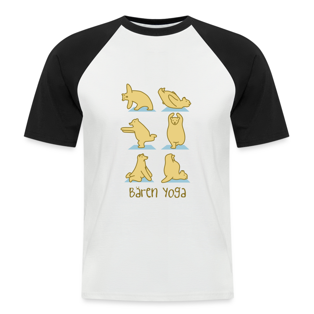 Bären Yoga - Männer Baseball T-Shirt - white/black