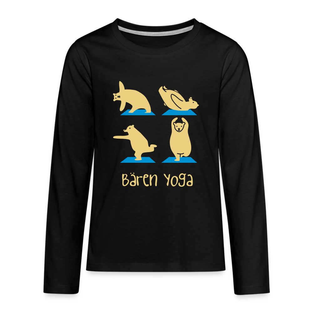 Bären Yoga - Teenager Langarmshirt - black