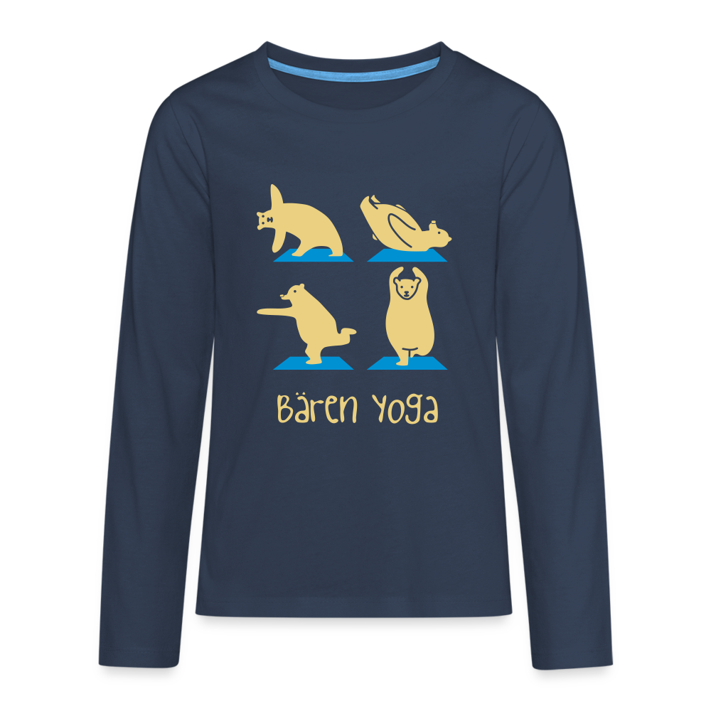 Bären Yoga - Teenager Langarmshirt - navy