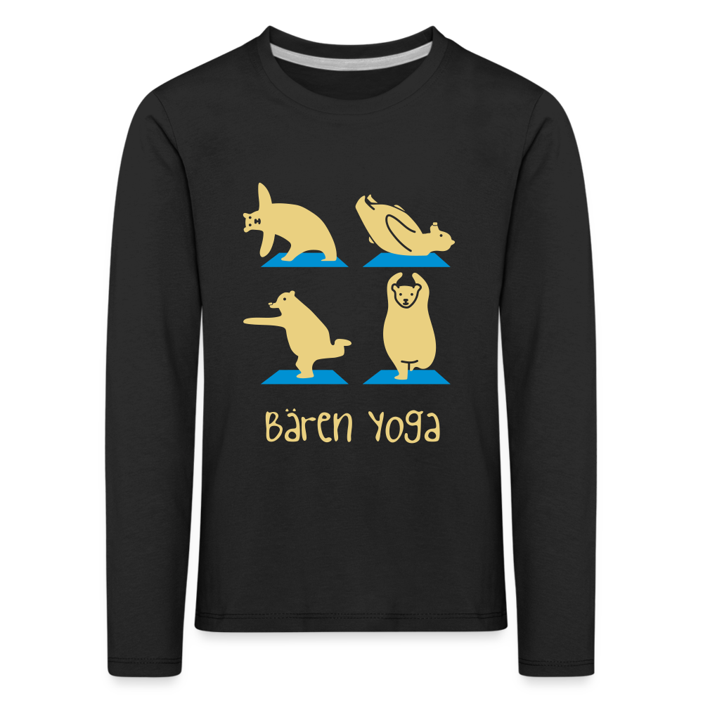 Bären Yoga - Kinder Langarmshirt - black