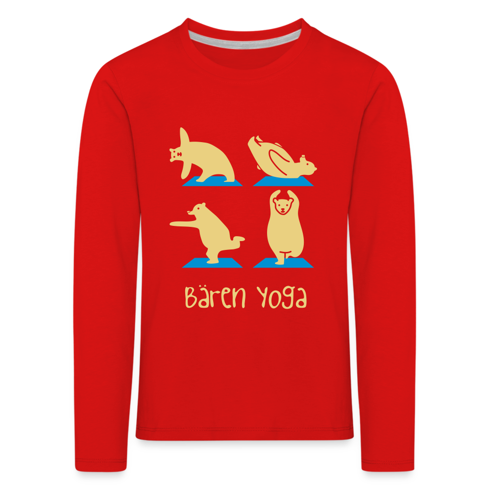 Bären Yoga - Kinder Langarmshirt - red