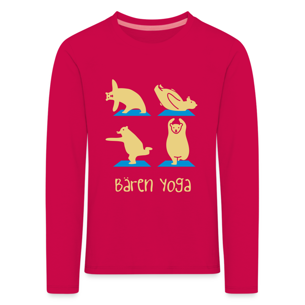 Bären Yoga - Kinder Langarmshirt - dark pink