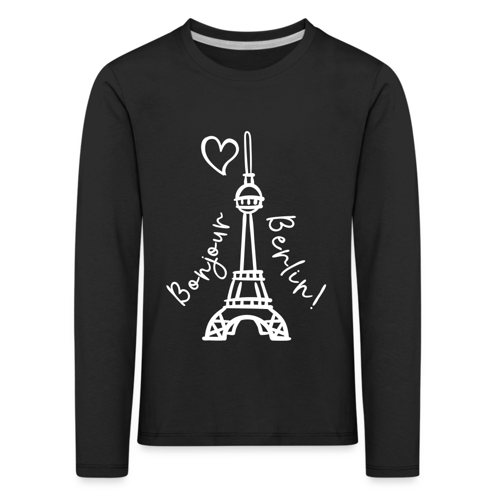 Eiffelturm in Berlin Bonjour - Kinder Langarmshirt - black
