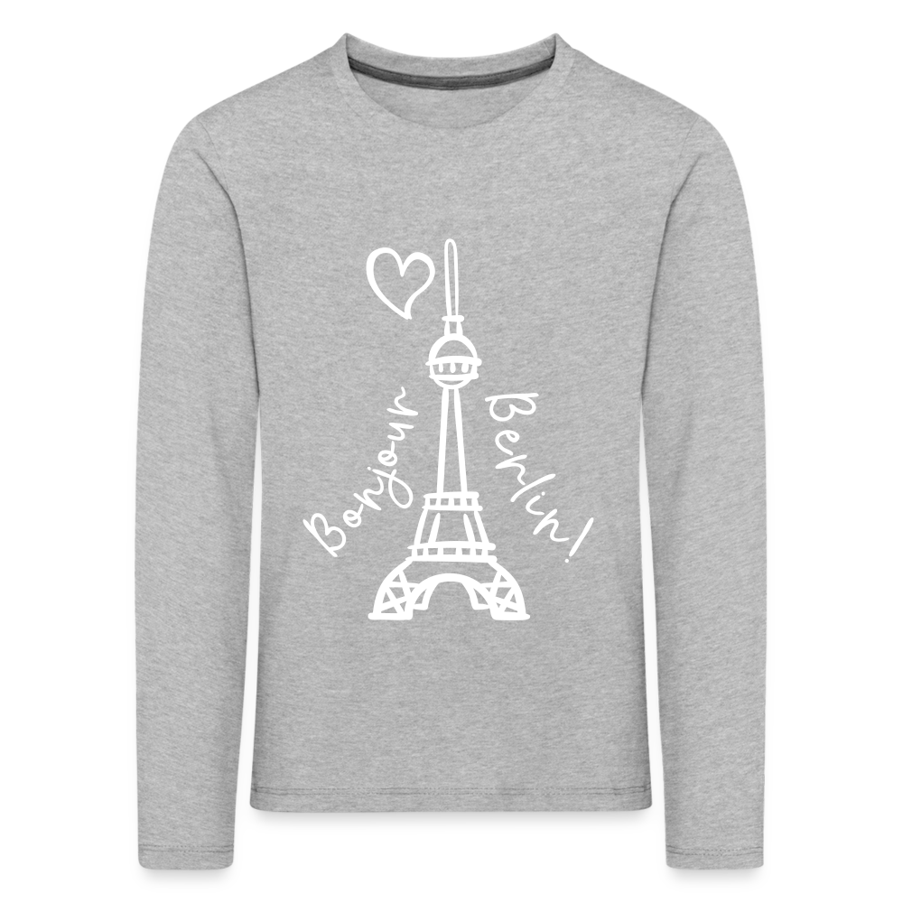 Eiffelturm in Berlin Bonjour - Kinder Langarmshirt - heather grey