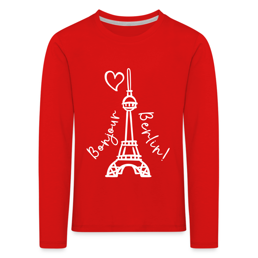Eiffelturm in Berlin Bonjour - Kinder Langarmshirt - red