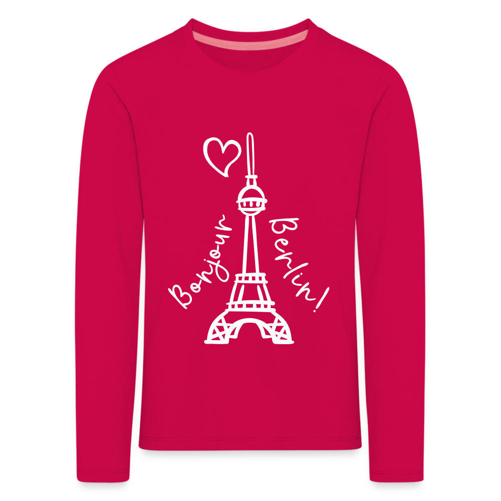 Eiffelturm in Berlin Bonjour - Kinder Langarmshirt - dark pink