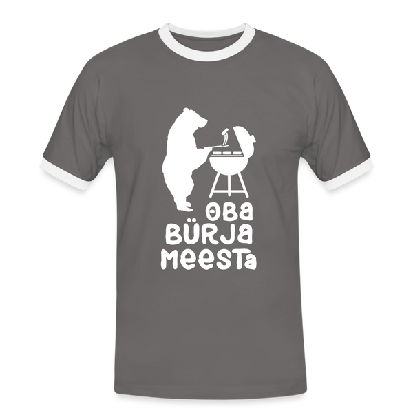 Bürjameesta - Männer Ringer T-Shirt - dark grey/white