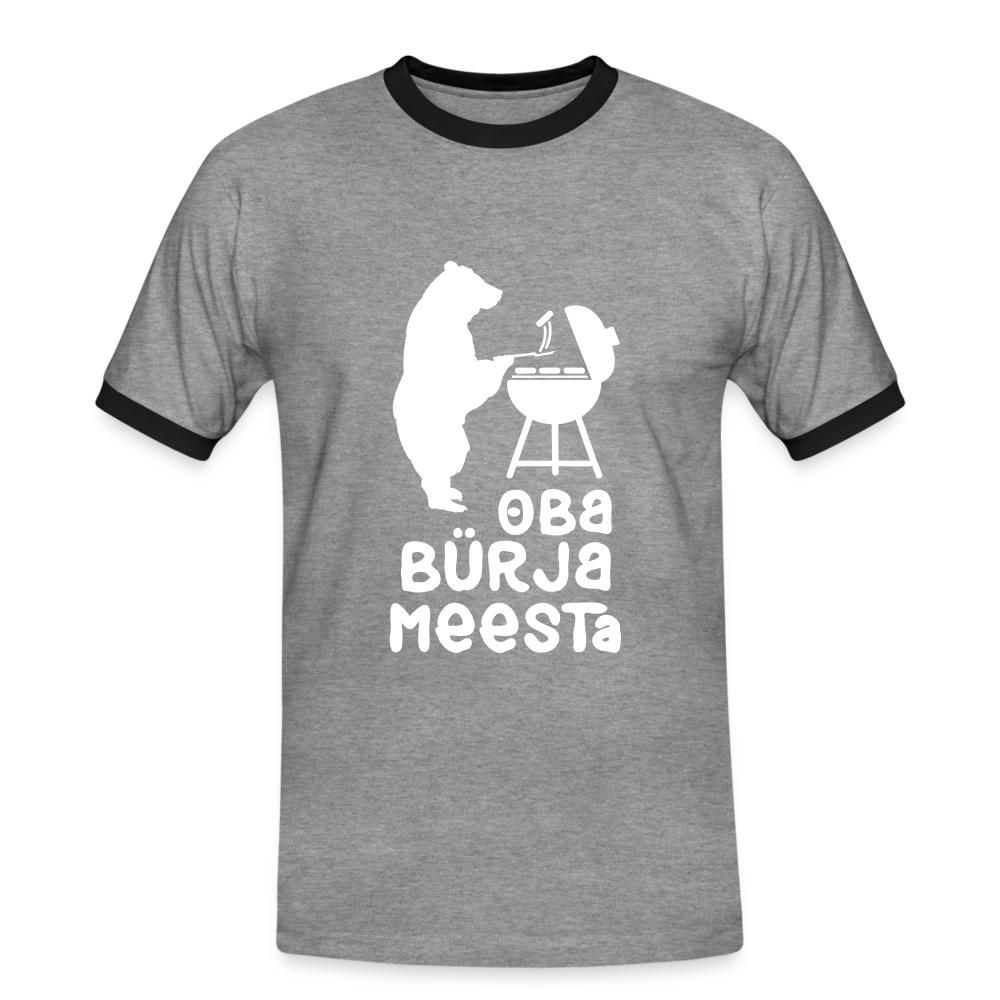 Bürjameesta - Männer Ringer T-Shirt - heather grey/black