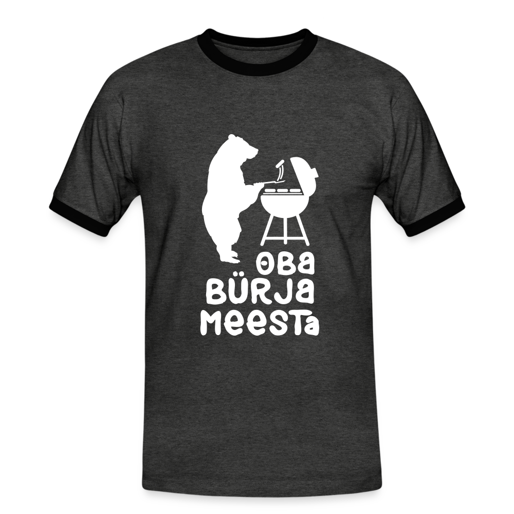 Bürjameesta - Männer Ringer T-Shirt - charcoal/black