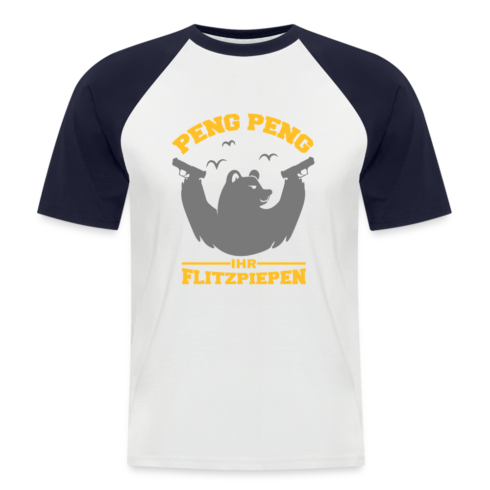 Peng Peng - Männer Baseball T-Shirt - white/navy