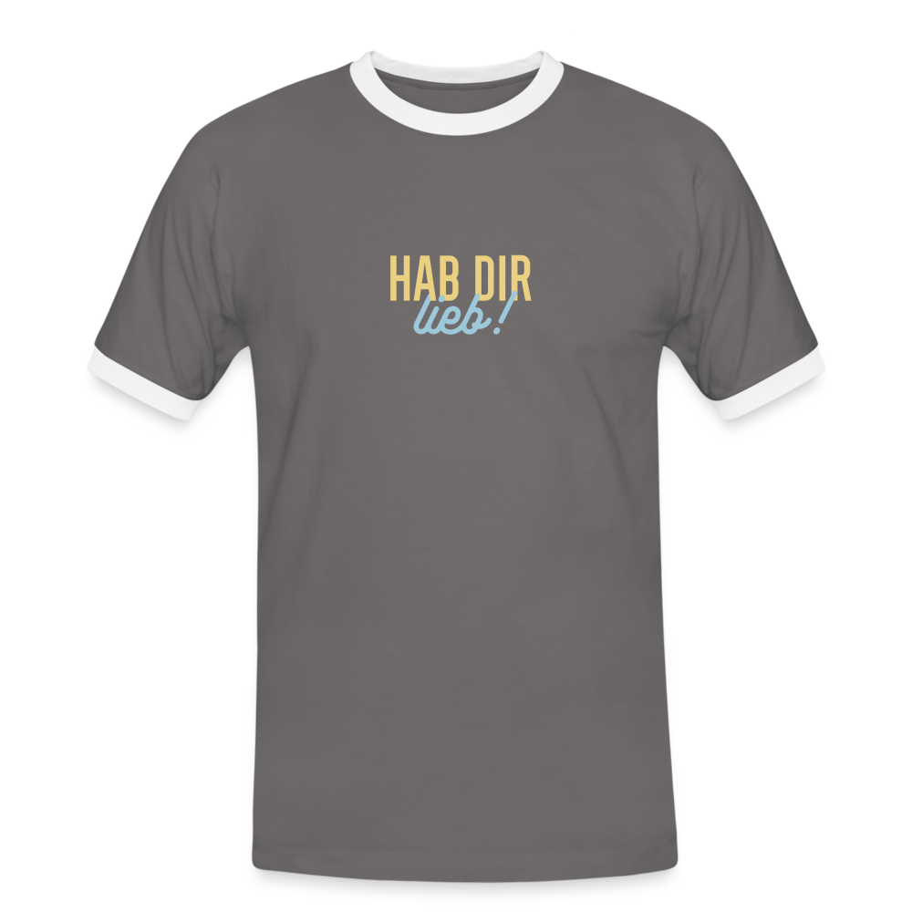 Hab Dir Lieb! - Männer Ringer T-Shirt - dark grey/white