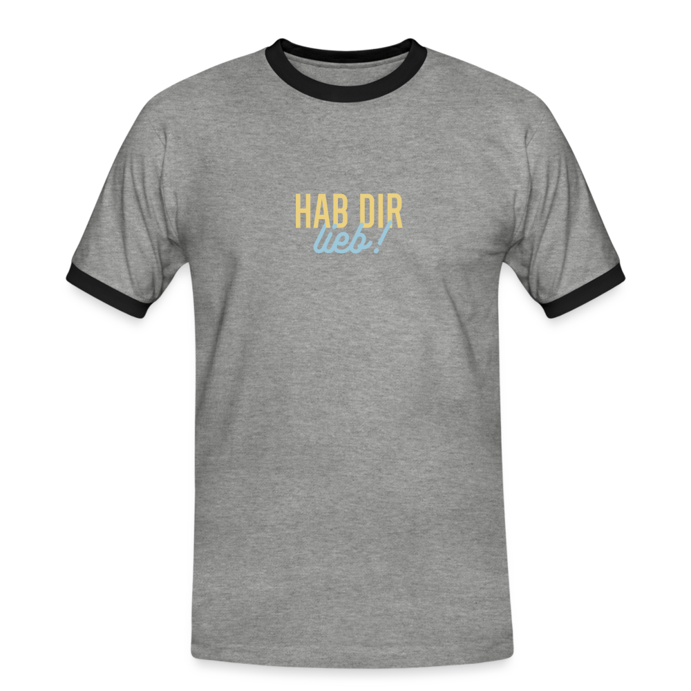 Hab Dir Lieb! - Männer Ringer T-Shirt - heather grey/black
