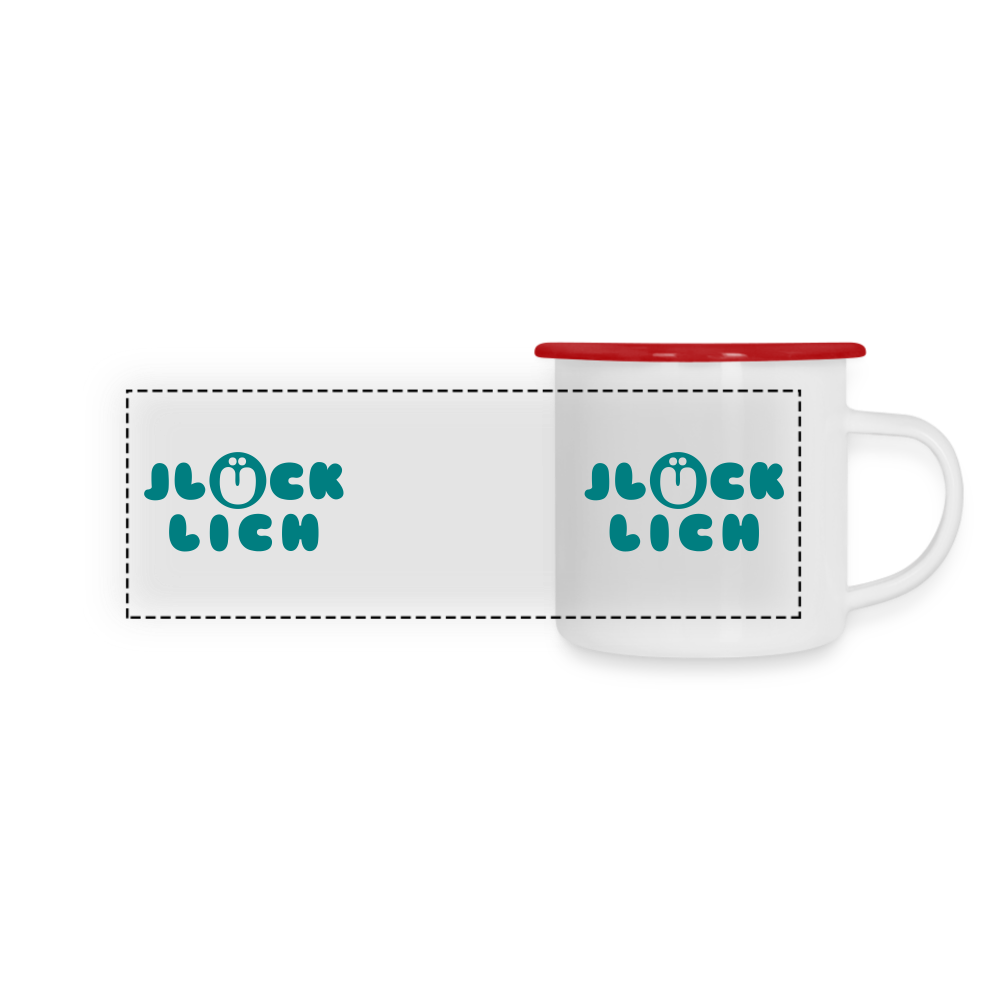 Jlücklich - Emaille Tasse - white/red