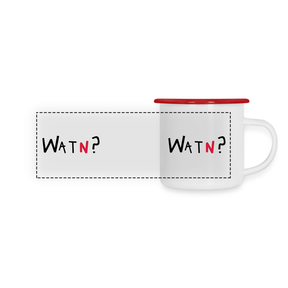 WATN? - Emaille Tasse - white/red