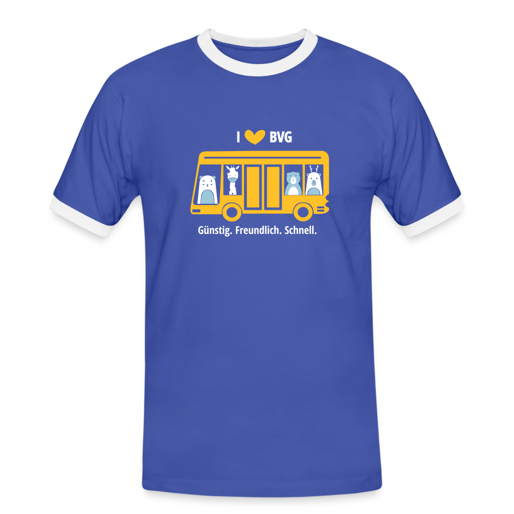 I love BVG - Männer Ringer T-Shirt - blue/white