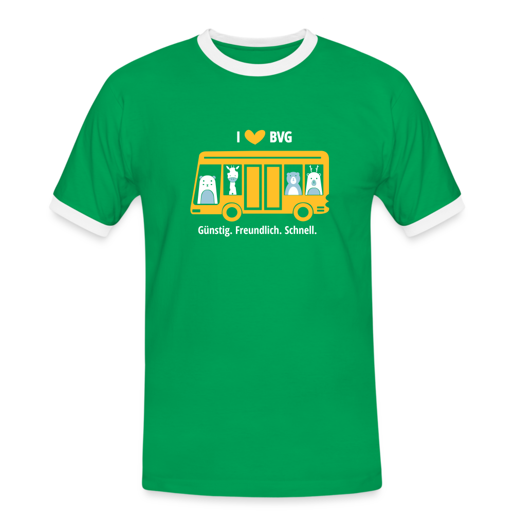 I love BVG - Männer Ringer T-Shirt - kelly green/white