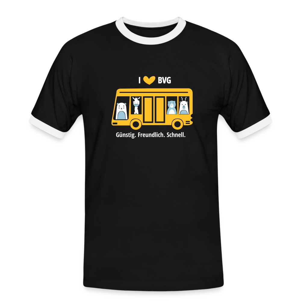 I love BVG - Männer Ringer T-Shirt - black/white