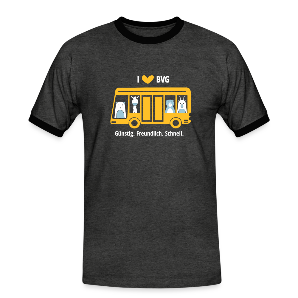 I love BVG - Männer Ringer T-Shirt - charcoal/black