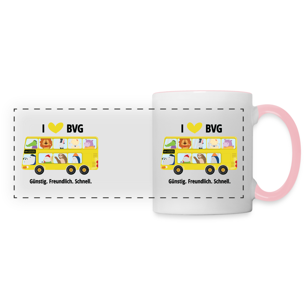 I love BVG - Tasse zweifarbig - white/pink