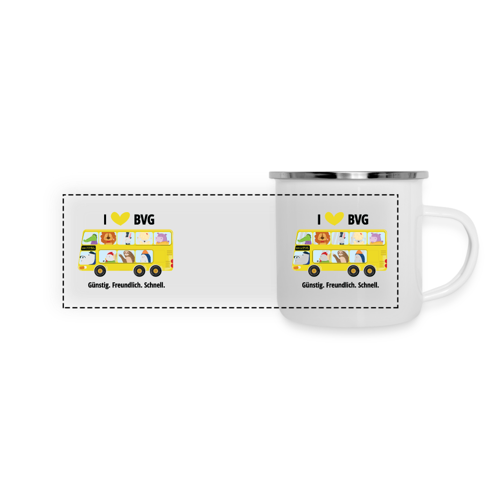 I love BVG - Emaille Tasse - white