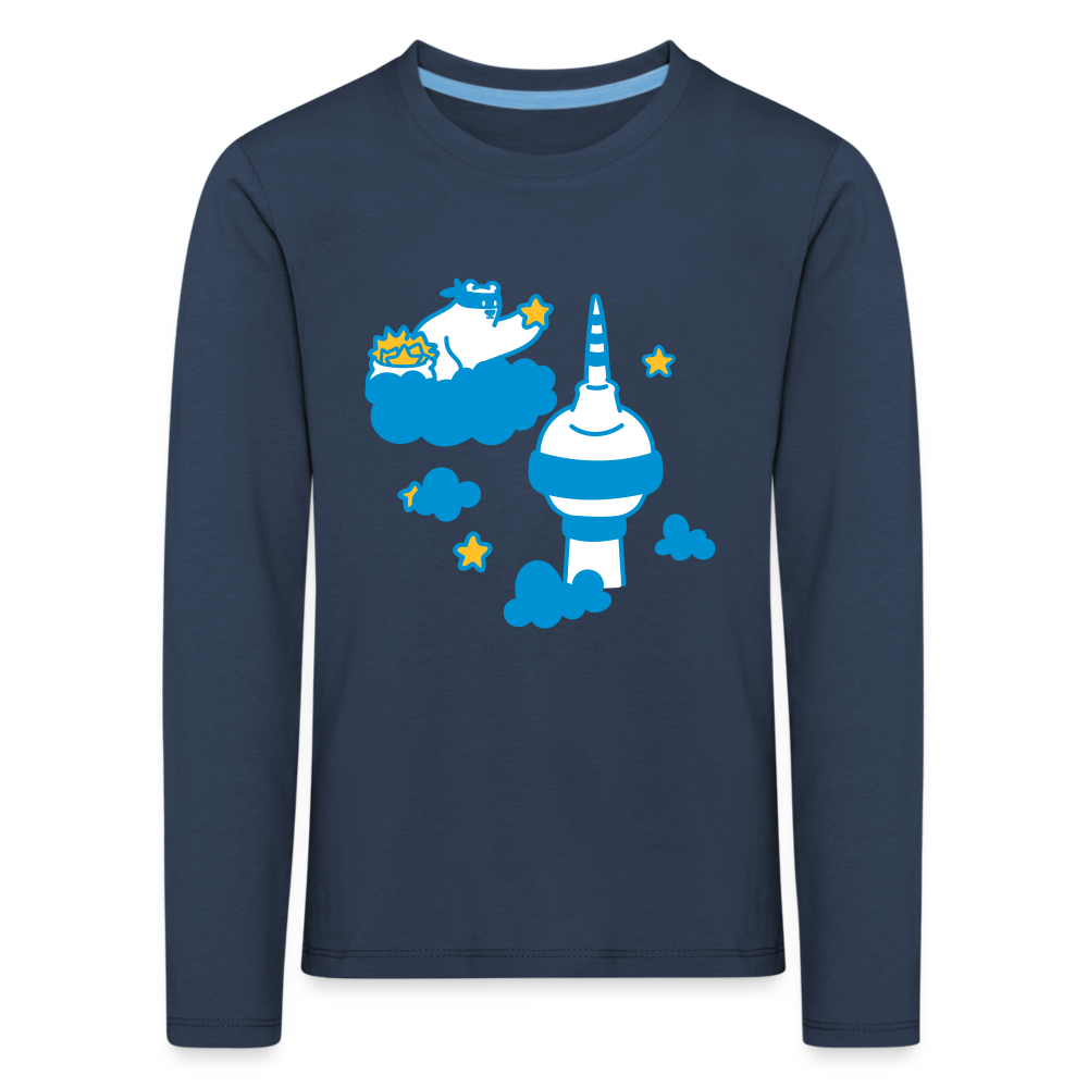 Berliner Bär bei Nacht - Kinder Langarmshirt - navy