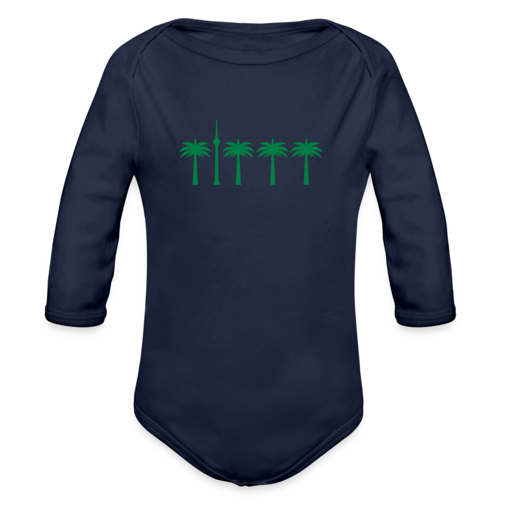 Berlin unter Palmen - Bio-Langarmbody - dark navy