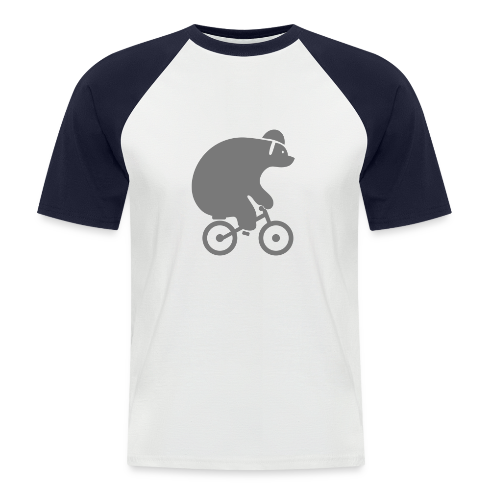 Fahrradbär - Männer Baseball T-Shirt - white/navy