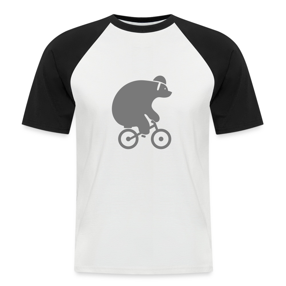 Fahrradbär - Männer Baseball T-Shirt - white/black