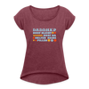 d.b.d.d.h.k.P - Frauen T-Shirt mit gerollten Ärmeln - heather burgundy