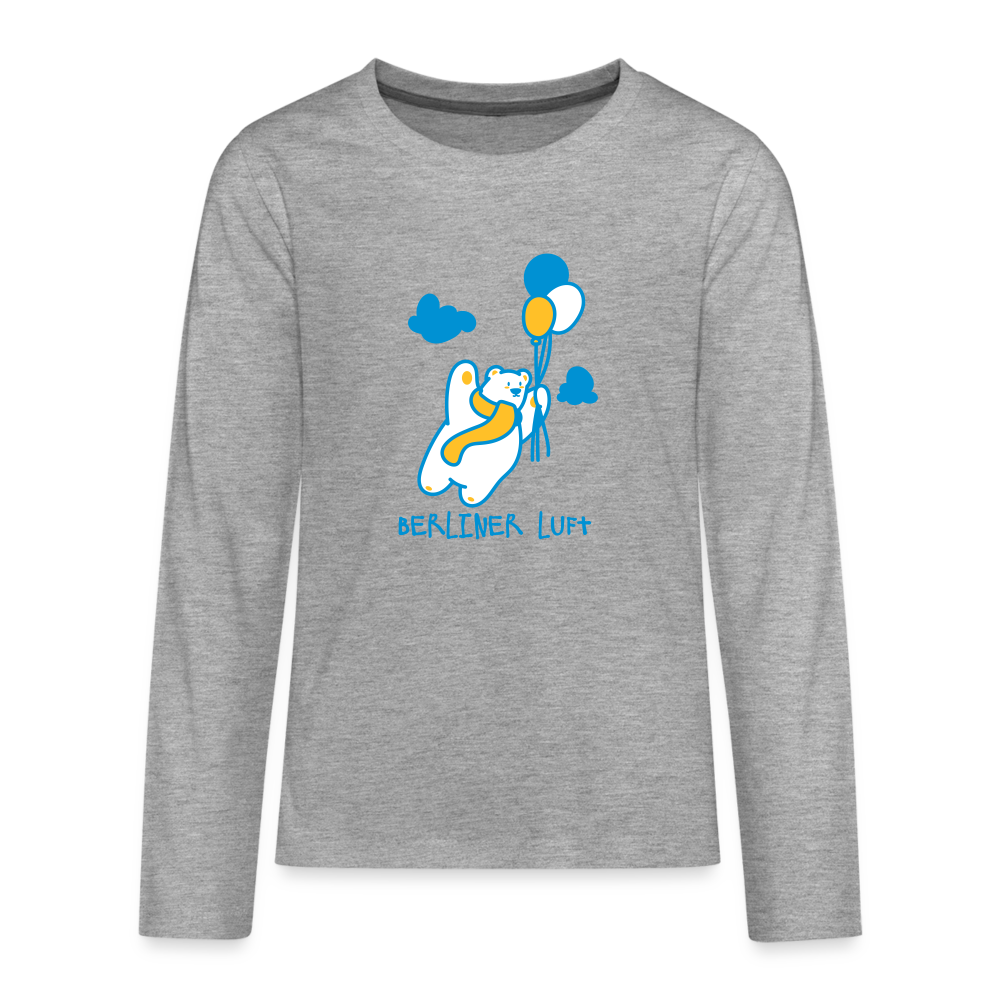 Der Bär fliegt - Teenager Langarmshirt - heather grey