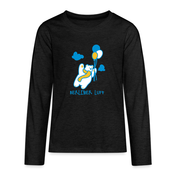 Der Bär fliegt - Teenager Langarmshirt - charcoal grey