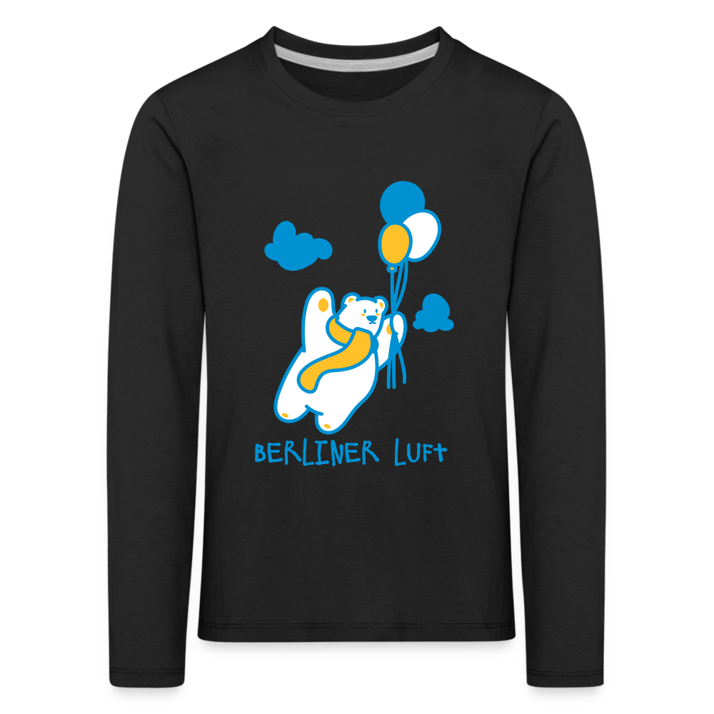 Der Bär fliegt - Kinder Langarmshirt - black