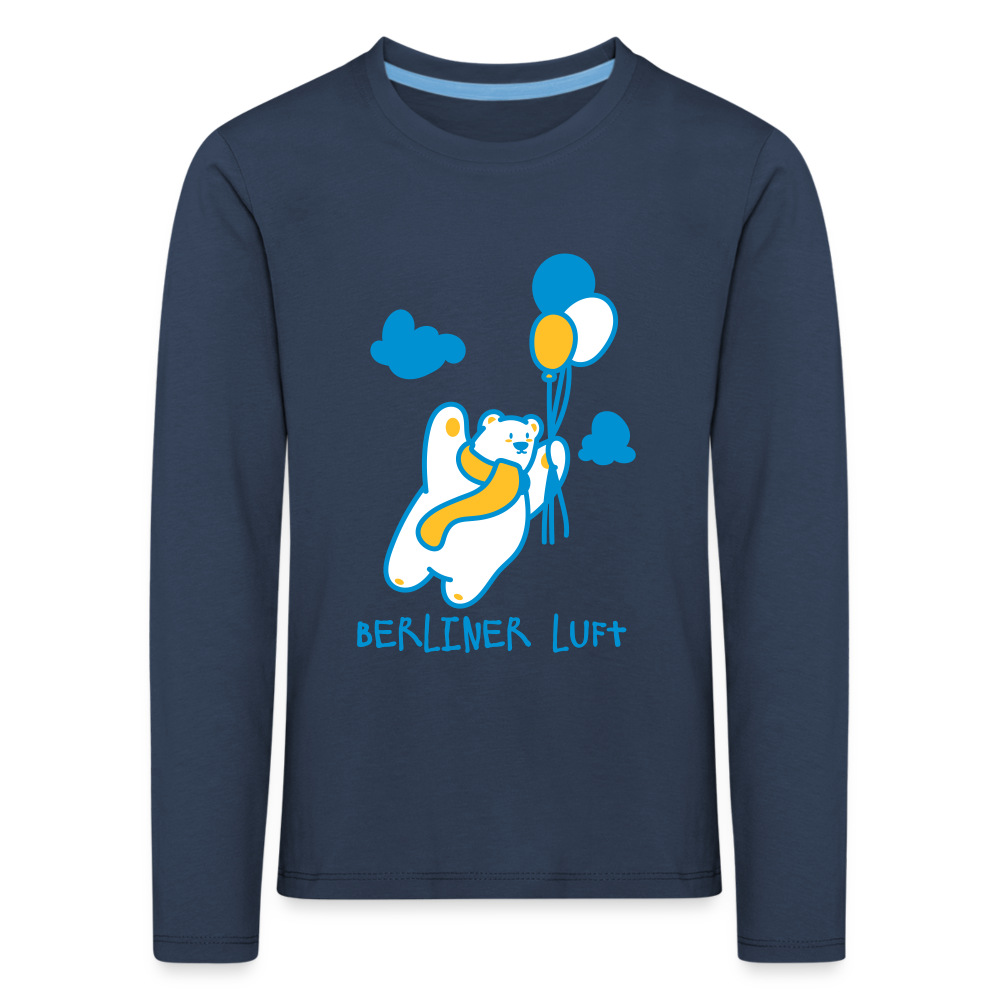 Der Bär fliegt - Kinder Langarmshirt - navy