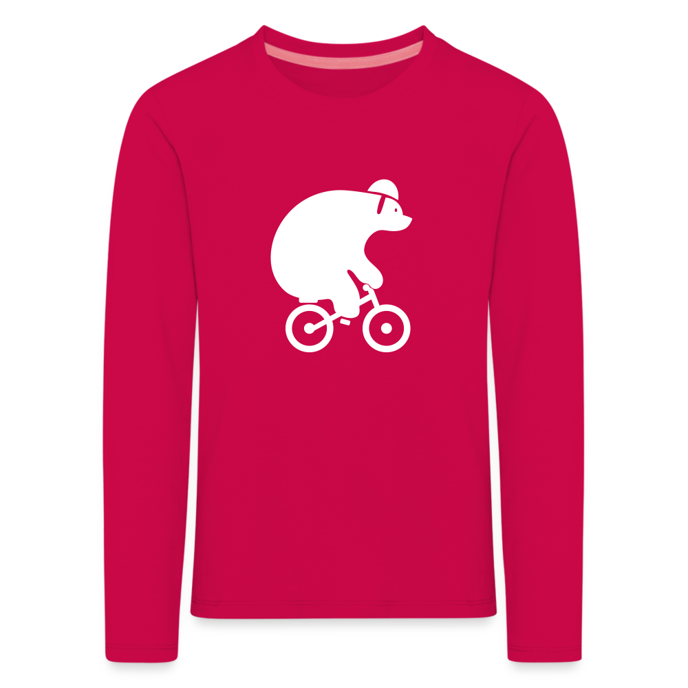 Fahrradbär - Kinder Langarmshirt - dark pink