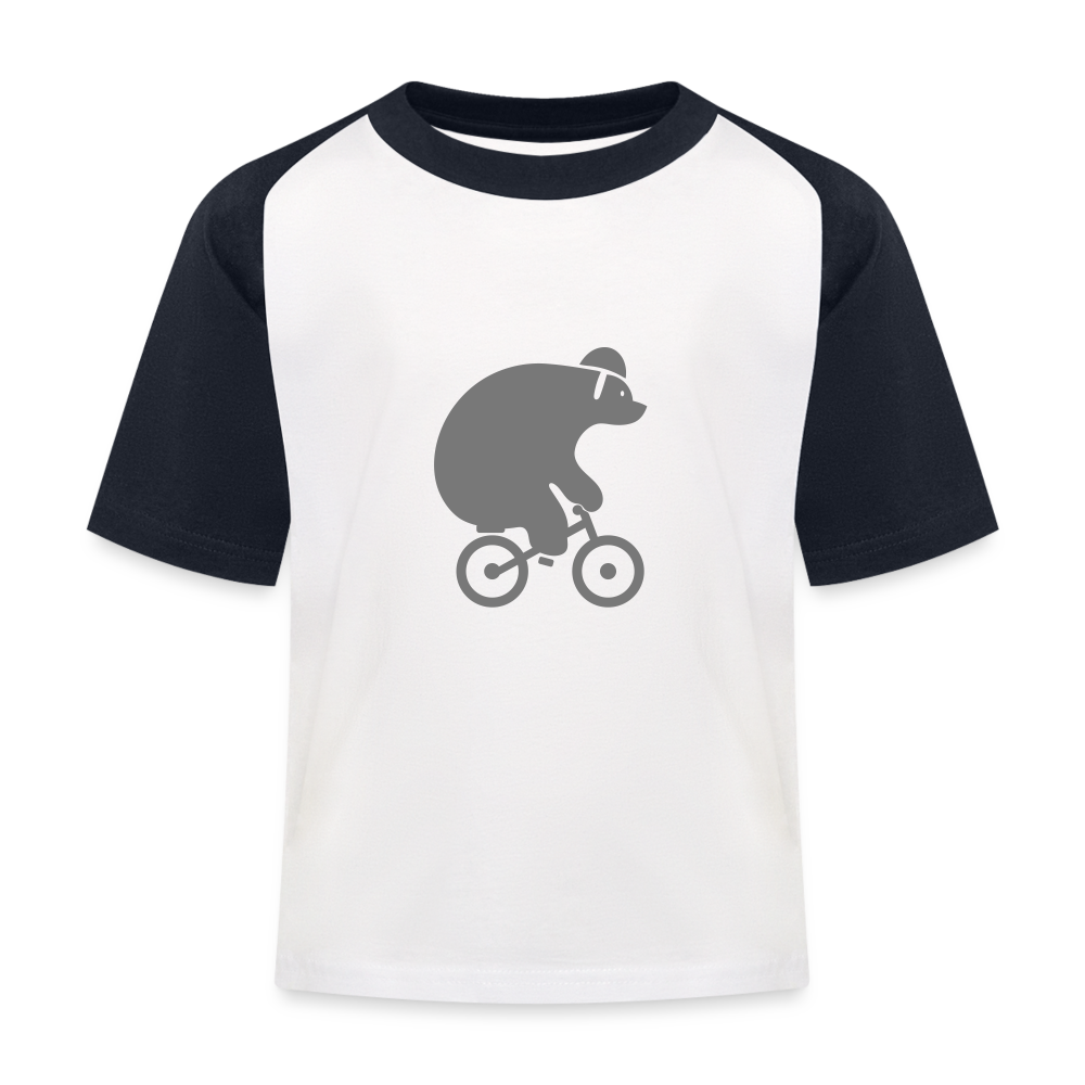 Fahrradbär - Kinder Baseball T-Shirt - white/navy