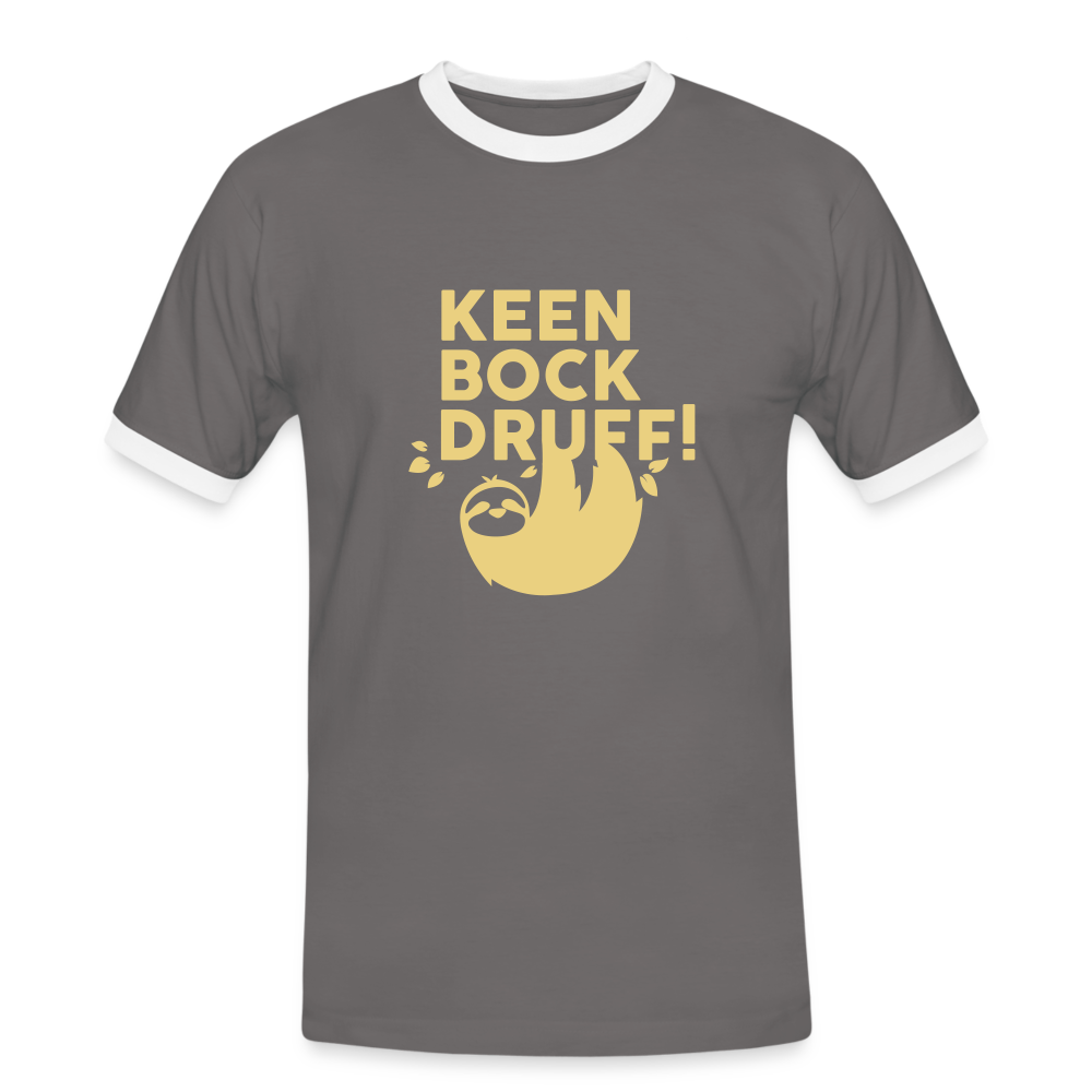 Keen Bock druff! - Männer Ringer T-Shirt - Dunkelgrau/Weiß